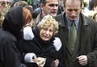 Moscow, russsia 10/30/02: funerals of soloists of the nord-ost musical who perished in terrorist attack against the dubrovka theatrical centre on 10/26/02.