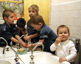 Komi republic, siberia, russia, november 28 2002, these homeless children have found a temporary shelter at the social rehabilitation centre in the city of syktyvkar where 34 underaged homeless people...