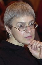 Laureate anna politkovskaya, journalist for the novaya gazeta newspaper, is pictured following the awards ceremony “for journalism as a deed”, the award is named after andrei sakharov.