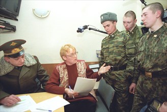 Moscow, russia, december 17 2002: a group of active service soldiers (in pic) who unarmed left an air defence unit without leave has appealed to the union of soldiers' mothers committees, (photo tatya...