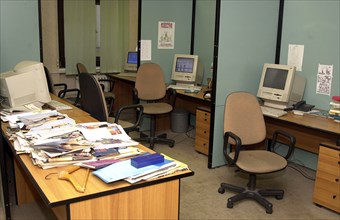 The office of the daily newspaper 'novye izvestia' that was suspended on thursday as result of 'disagreement of managing subjects', moscow, russia, february 20, 2003.
