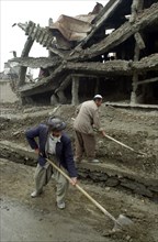 Kabul, afghanistan 2/03, reconstruction in the ruins of the capital.