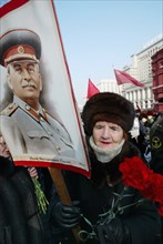 Moscow,russia, march 4 2003, activists of the russian communist party pictured during the rally commemorating josef stalin who died 50 years ago, the action was held on the red square on wednesday, (p...