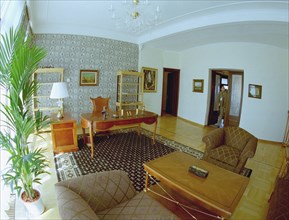 A view of a presidential suite in one of the consulate village's houses built as part of the restored constantine palace complex in strelna, the houses will accomodate top officials during the city's ...