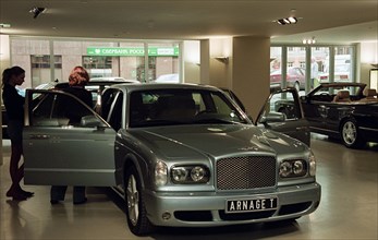 Moscow,russia, june 17, 2003, picture shows the 'bentley' car show room in the okhotny ryad in downtown moscow , according to the cost of living survey made by the mercer human resource consulting the...