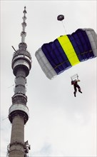 The first moscow international base jumping festival at ostankino tv tower, moscow, russia, 6/03.