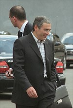 Mikhail khodorkovsky, the head of the yukos oil company and russia's wealthiest man, pictured upon leaving the general prosecutor's office