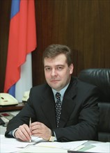 Dmitry medvedev is appointed kremlin chief-of-staff, head of administration of the president of russia, he has replaced alexander voloshin, russia, moscow, october, 31,2003,    .