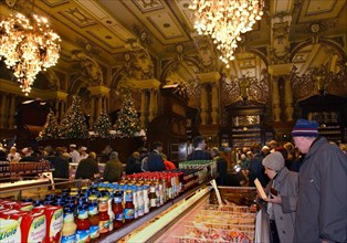 Shoppers return to the famous yeliseyevsky gourmet supermarket which reopened after renovations in central moscow on saturday, november 29, 2003.