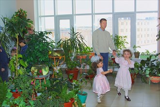 Roman abramovich, governor of chukotka, attended the opening ceremony of the 'sail' kindergarten, anadyr, chukotka, anadyr, december 24, 2003.