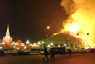 Devastating fire at central manezh exhibition hall, moscow, russia, march 15, 2004.