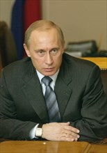 President vladimir putin holds meeting with power ministers, they discussed the situation in serbia and montenegro, moscow, russia, march 20, 2004.