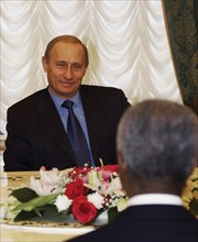 President vladimir putin received un secretary-general kofi annan in the kremlin, moscow, russia, april 5,2004.