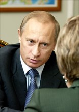 President of russia vladimir putin had a working meeting with governor of st, petersburg valentina matviyenko, moscow, russia, april 13,2004.