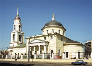 The great church of the ascension at nikitskiye gate square in moscow, russia.