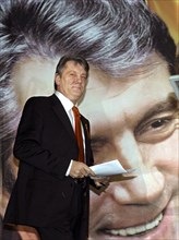 Ukraine election 2004, opposition leader viktor yushchenko waiting for the results of the election at his headquarters on the night after the elections, kiev, ukraine, november 22 2004.