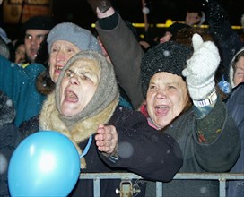 Ukraine election crisis 2004, about 20,000 people took part in a rally in donetsk in support of president-elect viktor yanukovich, ukraine, november 20 2004.