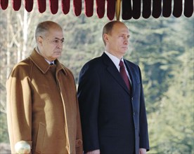 Turkish president ahmet necdet sezer (l) and russian president vladimir putin prior to their talks in ankara, turkey, december 12, 2004.