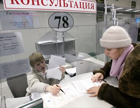 Russian tax payer at a moscow tax office, january 2005.