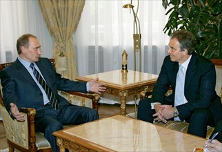 Russian president putin receives british prime minister tony blair in novo-ogarevo, russia, 6/05  .