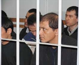 Tashkent, uzbekistan, rebels involved in mass disturbances in andizhan in may, 2005 appear in the supreme court of uzbekistan, the court found them guilty of terrorism, an attempted coup d'etat and un...