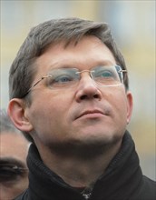 State duma deputy vladimir ryzhkov is pictured during an opposition protest rally dubbed the 'march of those who disagree' in triumfalnaya square, december 18, 2006, moscow, russia.