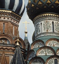 Onion dome cupolas of st, basil's cathedral, moscow, russia.