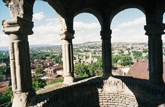 A view of tbilisi from the ruins of the old chapel, georgia.