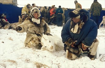 Chukchi reindeer herders in chukotka, siberia, russia, 2000.