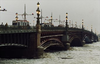 Trinity bridge in st, petersburg, russia, 2003, the bridge was recently reopened after renovations.