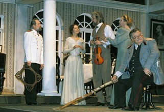 A poduction of 'the three sisters' at the chekhov theater in moscow directed by oleg yefremov, feb, 1997.