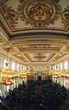 The hermitage orchestra performing a concert in st, george's hall of the hermitage museum in st, petersburg, russia, april 1997.
