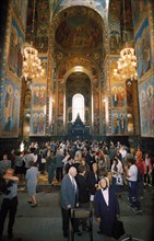 Interior of the resurrection of christ cathedral in st, petersburg, russia, september 1997.
