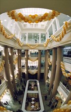 Inside the frunzensky shopping mall, rebuilt after a fire in 1988, st, petersburg, russia, 1998.