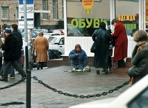 Moscow, russia, october 1998, old people & pensioners are hit hard by the economic crisis.