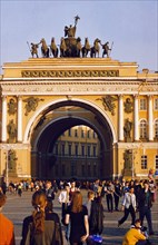Palace square at the winter palace in st, petersburg, russia.