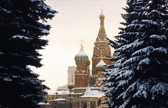 St, basil's cathedral in the evening, in winter, 1990s.