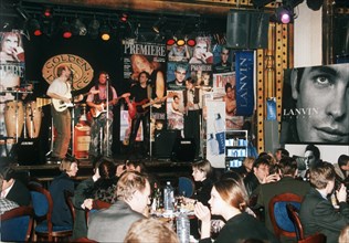 A rock band entertains diners at the golden palace casino, moscow, russia, 3/99.