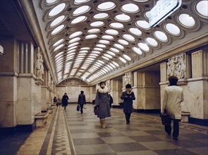 The elektrozavodskaya metro station in moscow, 1990s.
