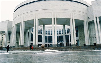 The new russian national library building on moscow ave, in st, petersburg, russia, january 2000.