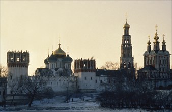Novodevichy convent in the evening, moscow, russia, 1990s.