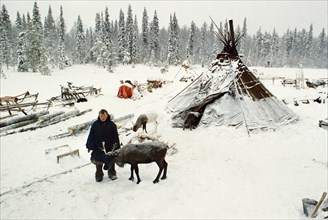 A reindeer breeders settlement in siberia, 1990s.