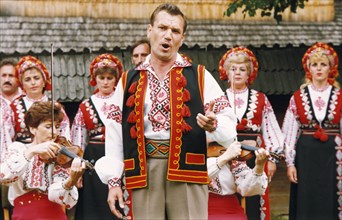 Ukrainian folk troup at an annual folk festival, ukraine.