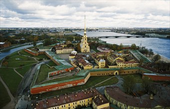 Aerial view of st, peter and paul fortress, st, petersburg, russia, 2003.
