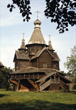 Church of nativity of our lady, periodiki, borovichi district, built in 1531, open-air wooden architecture museum near novgorod, russia.