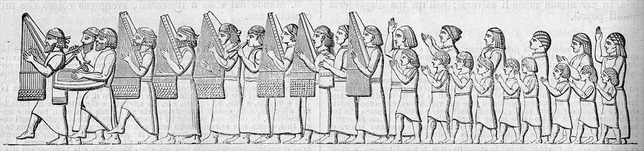 Religion The Holy Bible. Processionof musician and cantor, from an assyrian sculpture