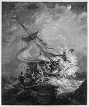 Religion The Holy Bible. A ship during a tempest( Psalm CV, 44)