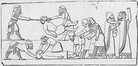 Religion The Holy Bible. The torture to the prisoners, from a Nineveh sculpture