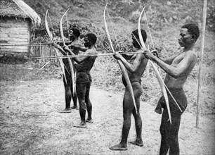 Historical Geography. 1900. India. Andamanese at archery practice at Port Blair