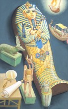 Creative illustration Ancient Egypt Tomb of the Pharaoh and Egyptian gods